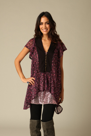 Azure Floral Gauze Top