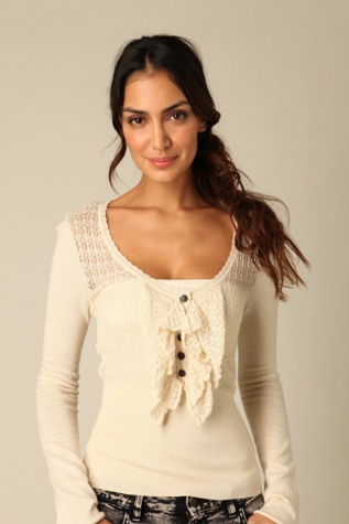 Pointelle Ruffle Sweater