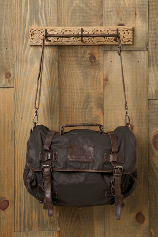 Washed Leather Canvas Messenger Bag