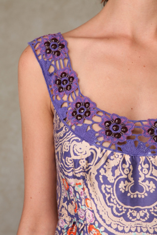 Embroidered Print Shift Dress