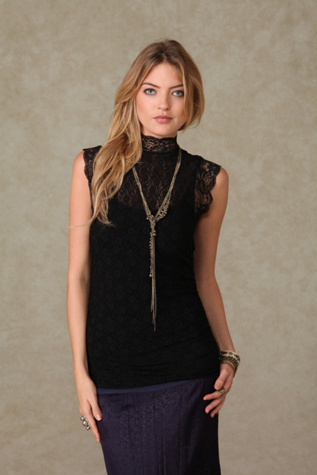 Sahara Mock Neck Lace Top