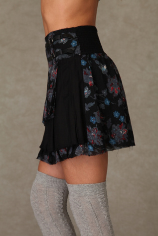 Pleated Floral Skirt