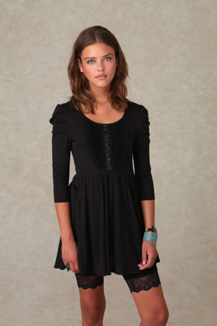 3/4 Sleeve Henley Babydoll Tunic