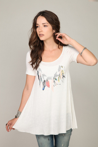 We The Free Short Sleeve Feathers Tunic