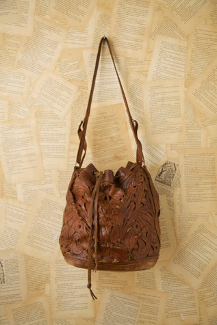 Vintage 1950s Tooled Leather Bag