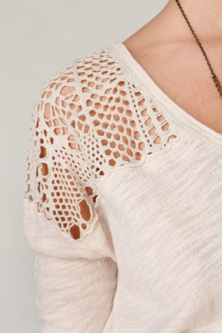 Long Sleeve Crochet Shoulder Pullover