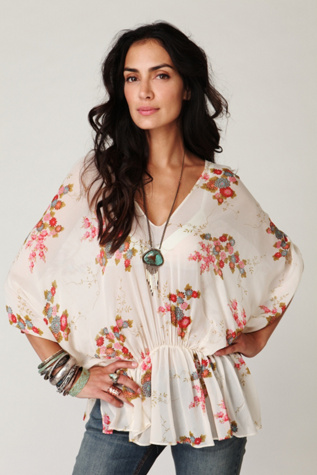 Short Sleeve Floral Dolman Tunic