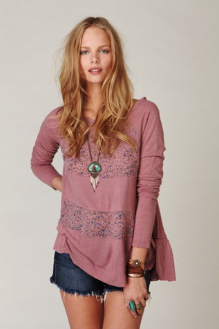 Long Sleeve Ditsy Floral Mix Tunic