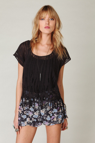 Sheer Yoke Floral Skort