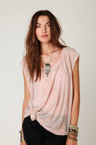 Short Sleeve Floral Jacquard Tee at Free People Clothing Boutique