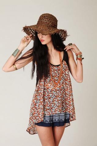 Ditsy Lace Hi-Low Tank at Free People Clothing Boutique :  tops tanks apparel