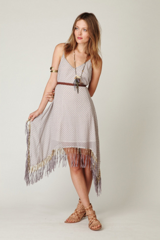 Beaded Printed Fringe Dress