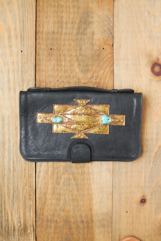 Neka Turquoise and Brass Clutch