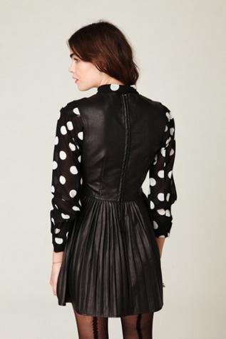 Pleated Vegan Leather Dress