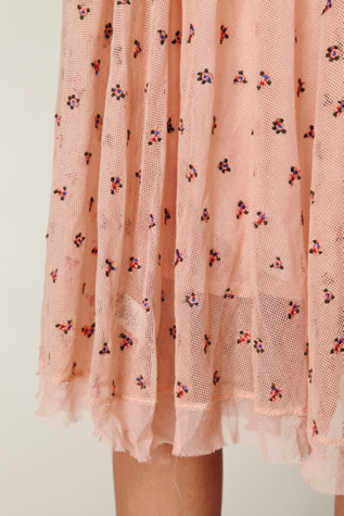 FP New Romantics Mesh Embroidered Tea Length Skirt