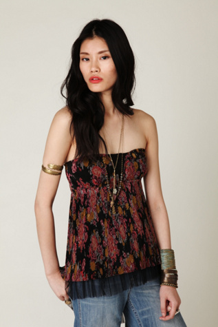 Printed Pleated Tube Top
