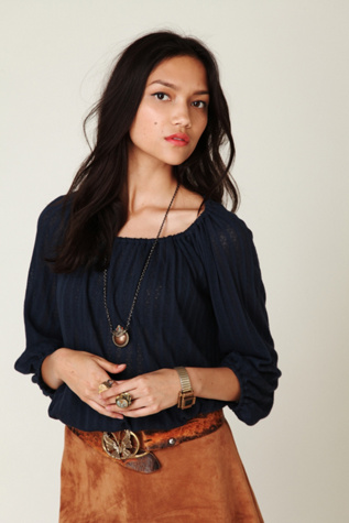 Pointelle Peasant Top