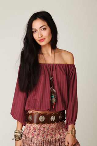 Pointelle Peasant Top