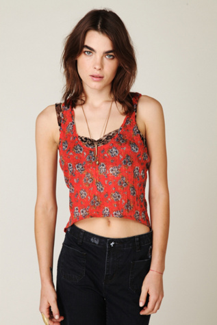 Cropped Printed Crinkle Tank