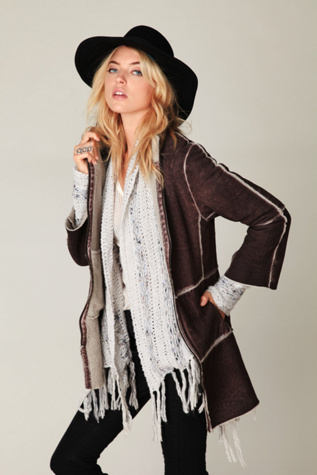 Blur Sherpa Long Leather Coat
