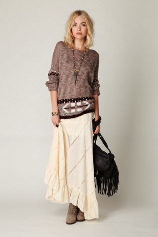 Solid Pieced Maxi Skirt