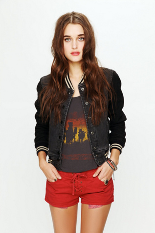 Red Lace Up Denim Shorts