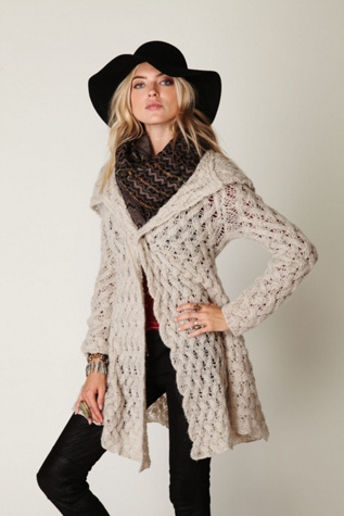 Hooded Cable Cardigan