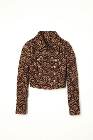 Shrunken Jacquard Military Jacket