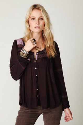 Lace Trim Antique Long Sleeve Top