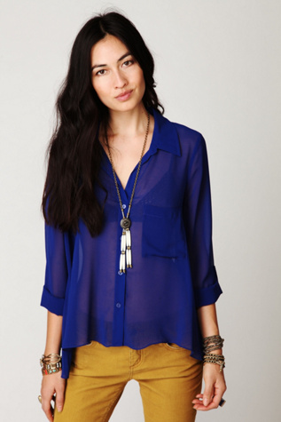Sheer Buttondown Tab Shirt