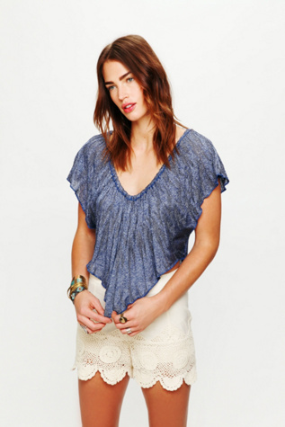 FP Free Love Linen Shorts with Crochet Trim