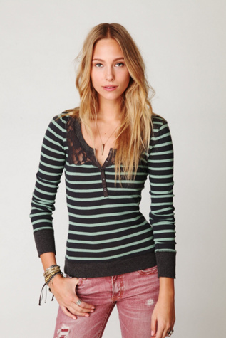 Grandpa Stripe Lace Henley