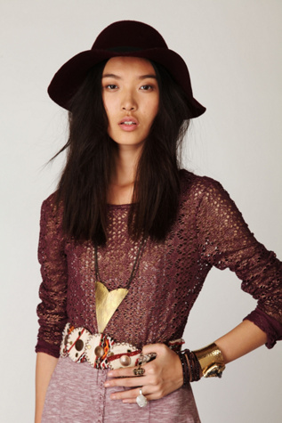 Lurex Crochet Long Sleeve Top