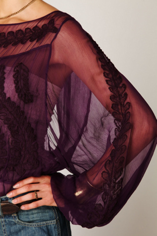 Embroidered Sheer Top