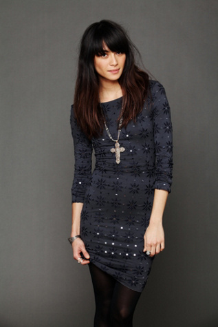 Free People Long Sleeve Embellished Party Dress