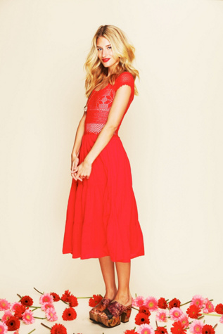 Copal Crochet Short Sleeved Tiered Dress