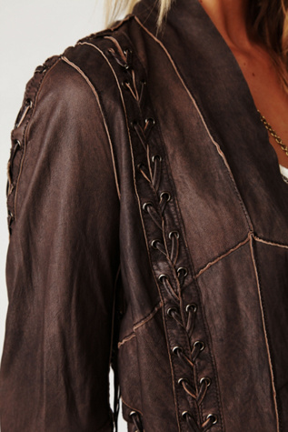 Lace Up Leather Jacket