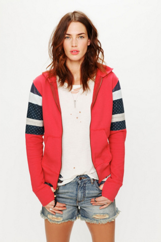 Stripe Sleeve Zip Hoodie