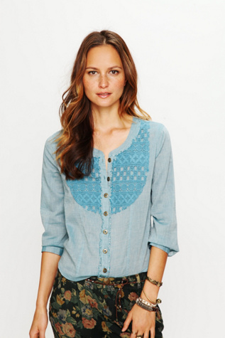 Chambray with Lace Bib Top