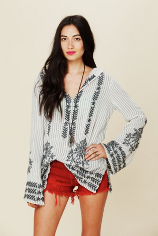 Stripe Hooded Embroidered Tunic