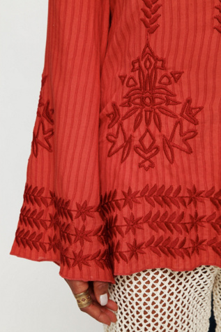 Stripe Hooded Embroidered Tunic