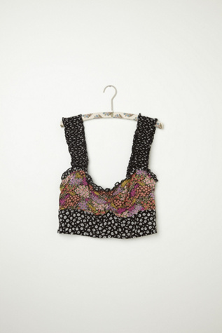 Mixed Print Ruffle Crop Top