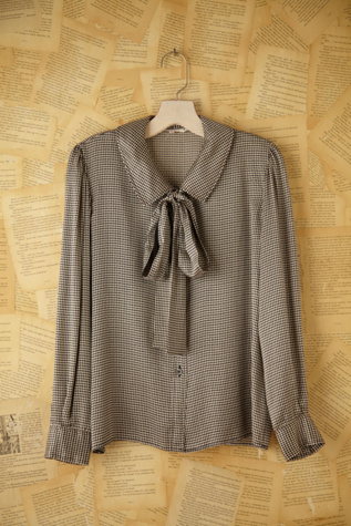 Vintage Yves St. Laurent Houndstooth Silk Blouse