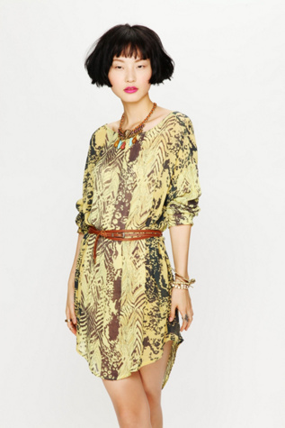 Urbi Printed Long Sleeve Dress