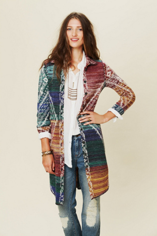 Pattern Long Buttondown Sweater