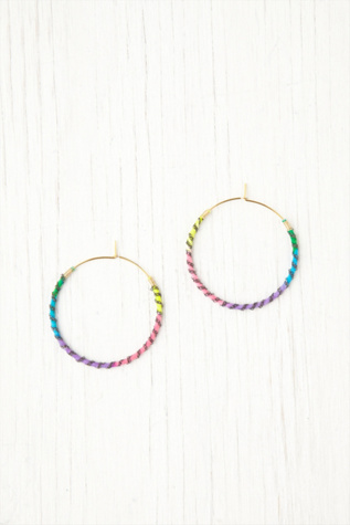 Black Chain Wrapped Rainbow Hoops