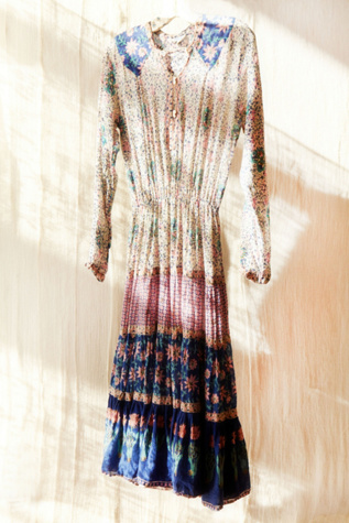 Vintage Floral Cinched Waist Dress