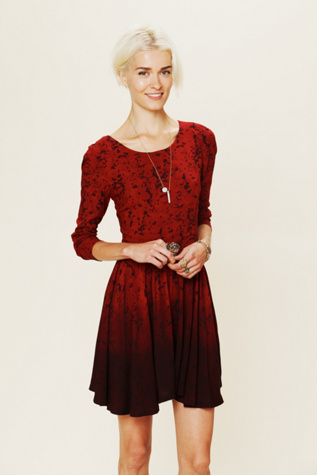 Print Dip Dye Fit and Flare Dress