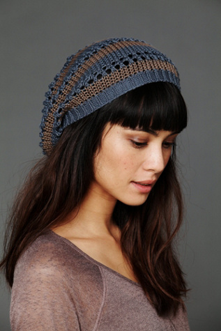 Open Knit Striped Beanie