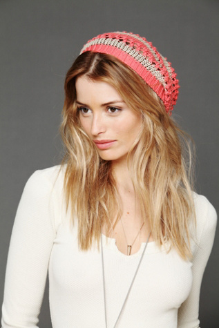 Open Knit Striped Beanie